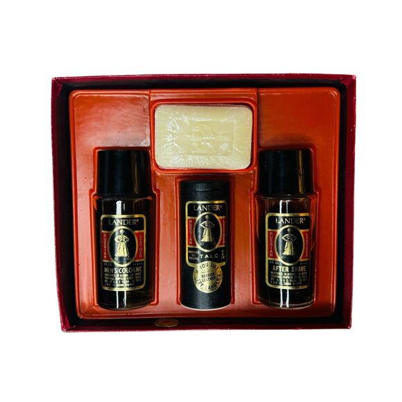 Vtg Lander Cologen 4 OZ W/ Orig Box FULL After Shave Talk Pounder Soap Gift - Picture 1 of 8